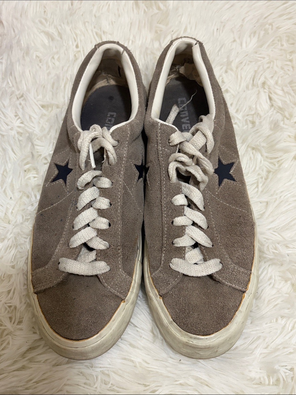 VINTAGE 1995-6 Converse Gray Suede Navy Star One Star Sneakers